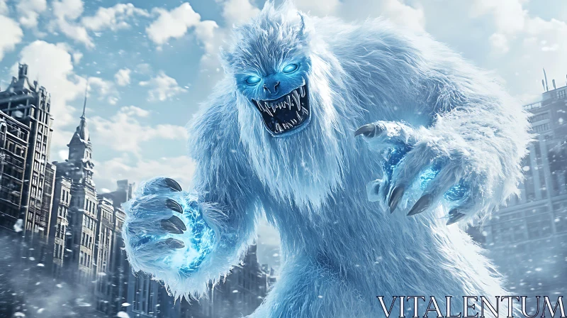 Yeti Monster in the Cityscape AI Image