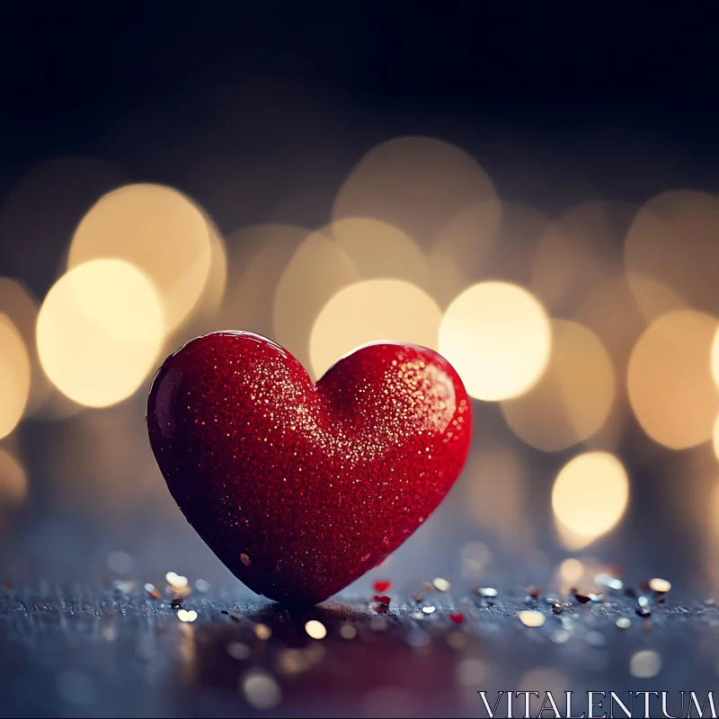 Sparkling Red Heart on Dark Background AI Image