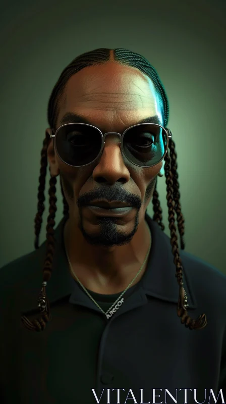 AI ART Digital Artwork of Snoop Dogg with Braids