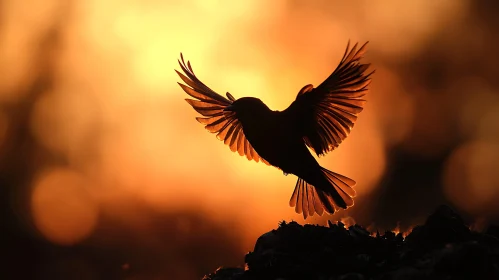 Silhouette Bird Taking Flight