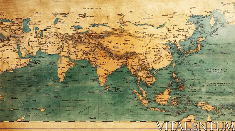 AI ART Antique Map of Asia