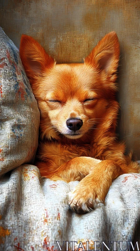 Serene Dog Sleeping by Blanket AI Image