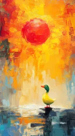 Colorful Duck and Sun Art