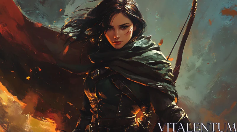 AI ART Female Archer in Dark Fantasy Setting