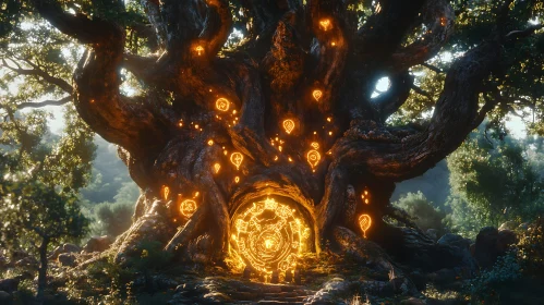 Enchanted Tree with Glowing Portal