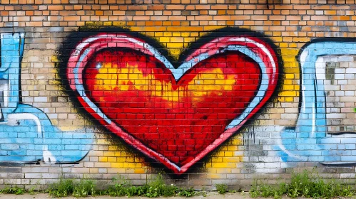 Urban Heart Art: Graffiti on Brick