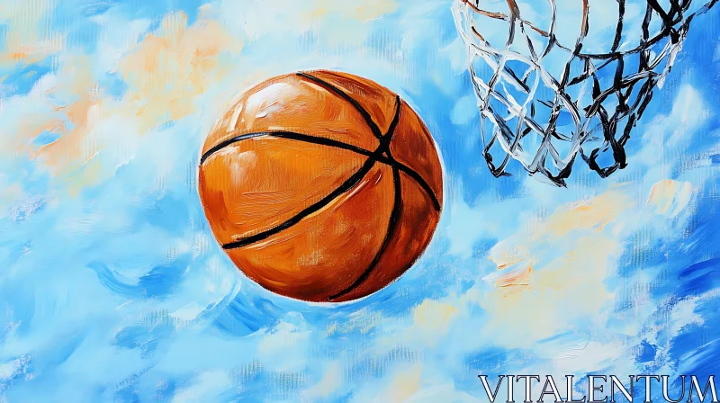 Painted Basketball with Net AI Image