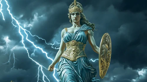 Female Warrior in Thunderstorm