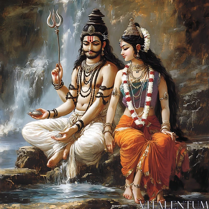 Serene Shiva Parvati Artwork AI Image