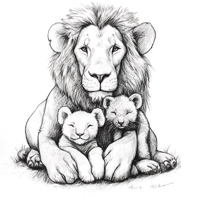 Monochrome Lion Cubs