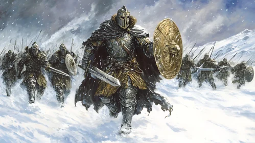 Medieval Warriors Advance in Winter
