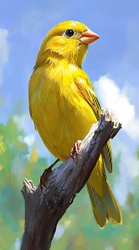 Vivid Yellow Bird in Nature