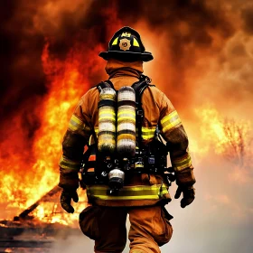 Brave Firefighter in Action