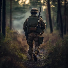 Camouflage Soldier in Woodland