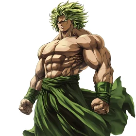 Green Haired Anime Strongman Illustration