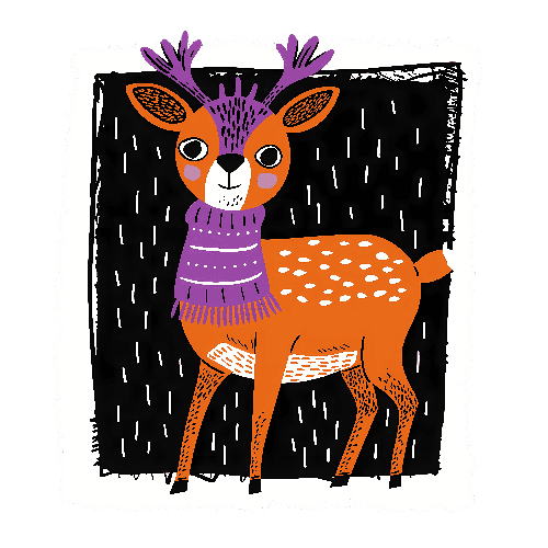 POD Design Artistic Representation of an Orange Deer with Purple Accents