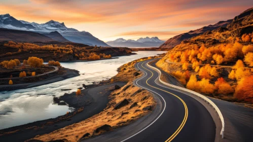 Autumn Adventure: Contrast of Light and Dark Along a Winding Road