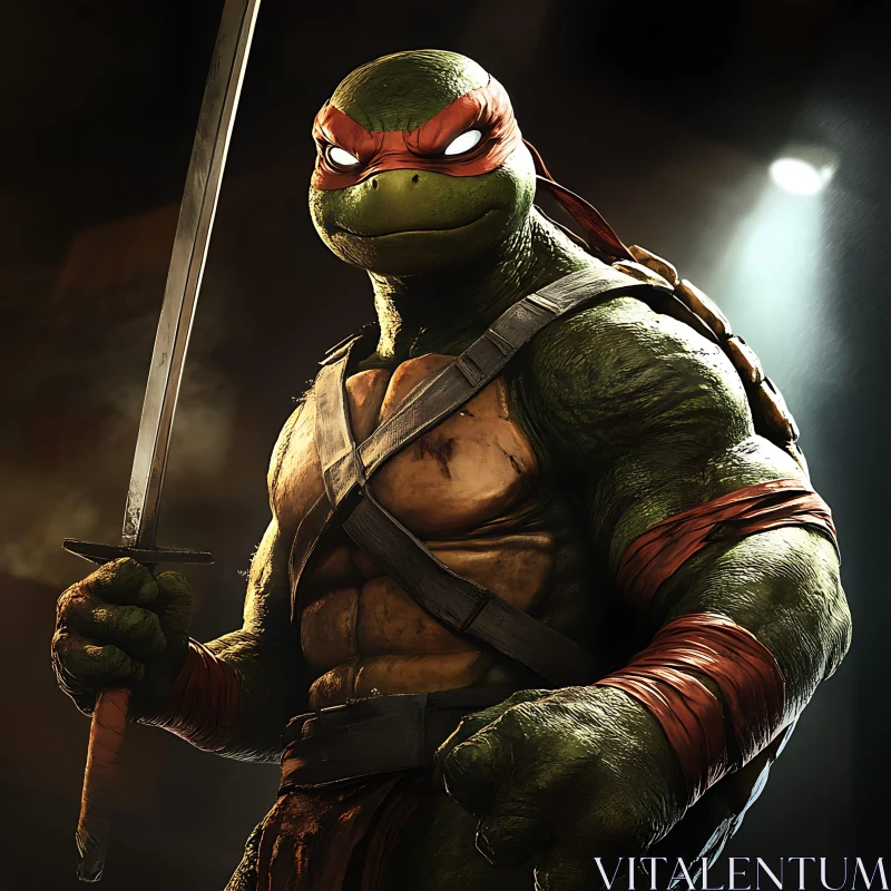 Fierce Turtle Gladiator Ready for Battle AI Image