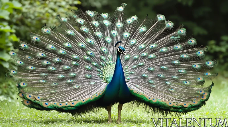 Peacock's Extravagant Feather Display AI Image