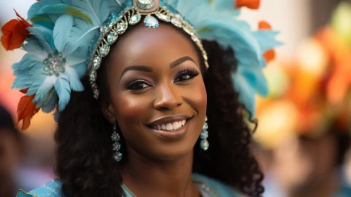 Carnival Spirit: Woman in Colorful Ensemble