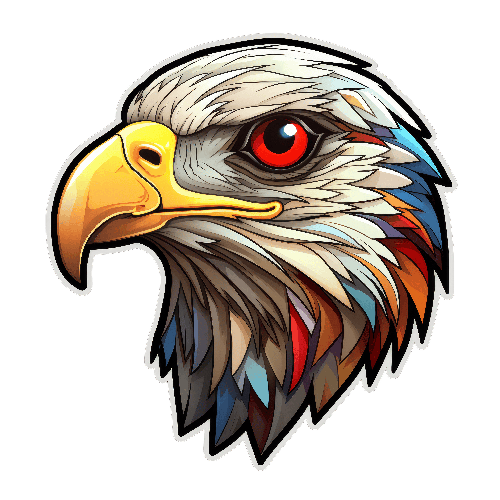 POD Design Cartoon Bald Eagle Head T-Shirt Design with Red Eye