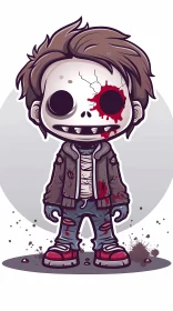 Cartoon Illustration of a Zombie Boy