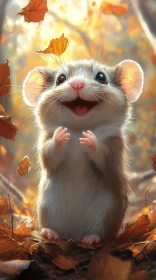 Joyful Mouse and Falling Leaves