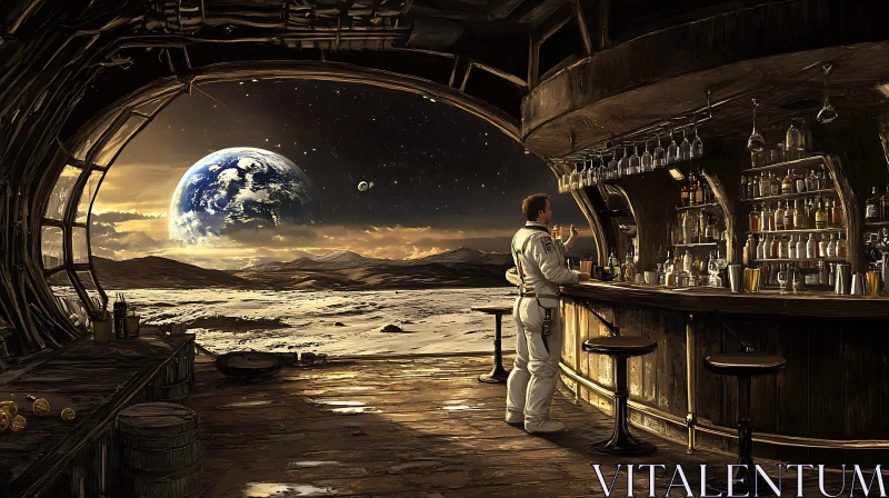 Space Bar with Earth View AI Image