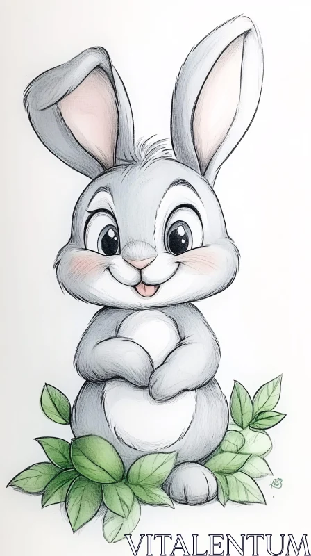 Adorable Bunny Cartoon Art AI Image