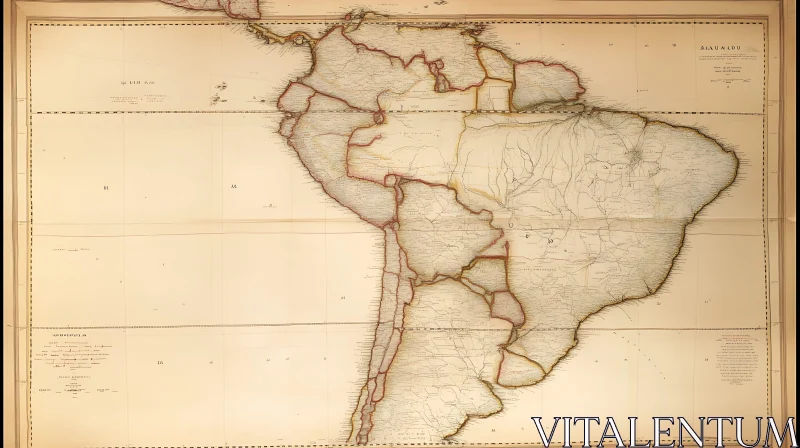 Antique South America Cartography AI Image