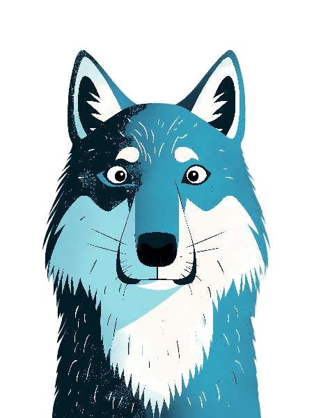 POD Design Modern Blue Wolf Art Design