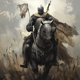 Armored Knight on Horseback Illustration