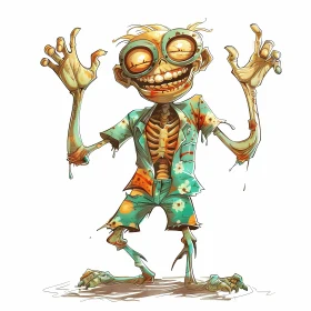 Friendly Zombie Cartoon Illustration