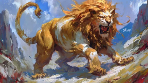 Power and Beauty: Majestic Lion Digital Painting
