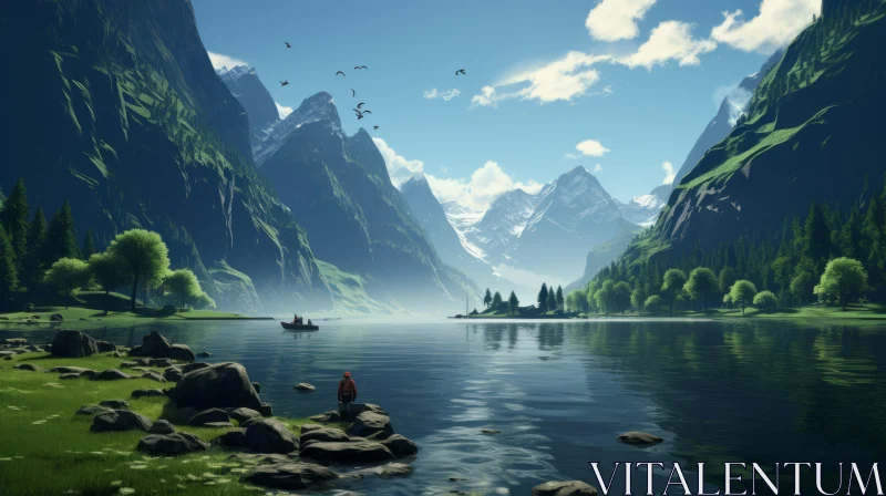 Serene Norwegian Nature Landscape Wallpaper AI Image