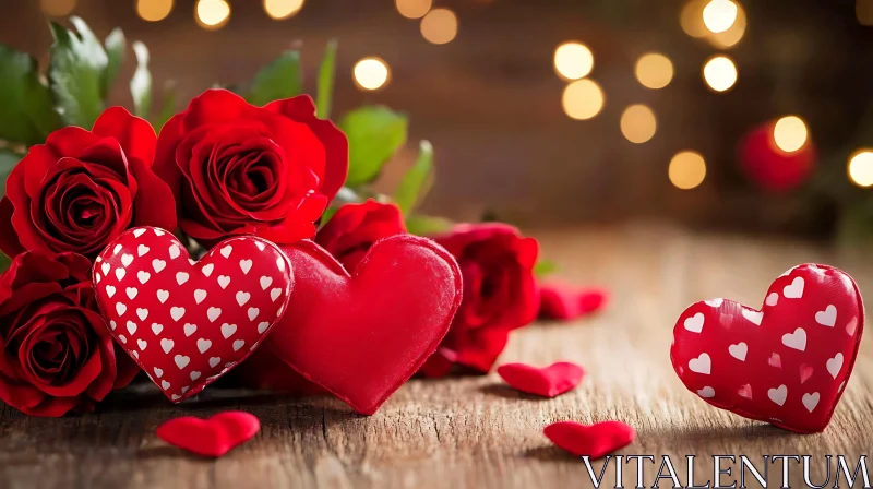 Roses and Hearts on Wood