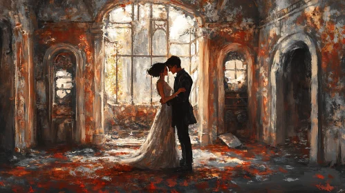 Couple's Love in Ruins Painting