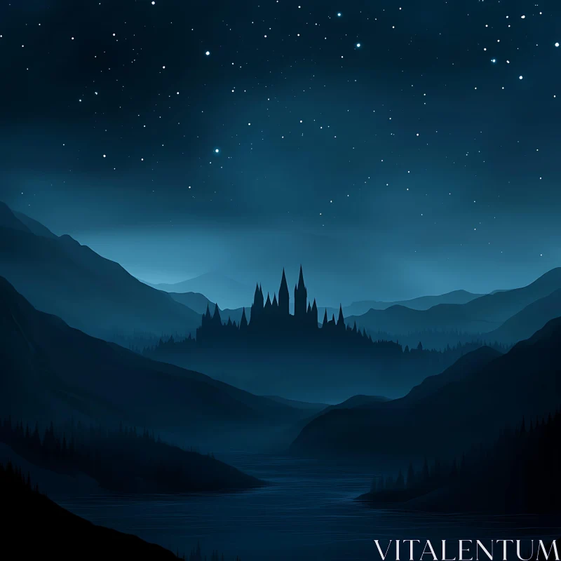 Night Scenery with Castle