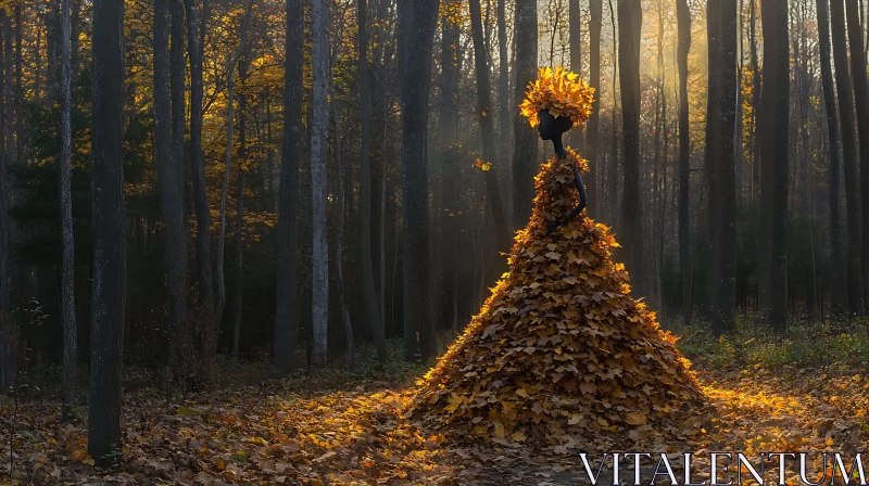 Figure in Autumn Leaves Dress