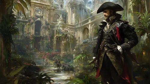 Historical Pirate in Fantasy Landscape