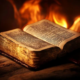 Old Book Ablaze in Flames