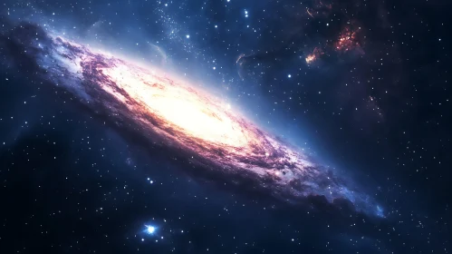 Cosmic Spiral Galaxy and Stars