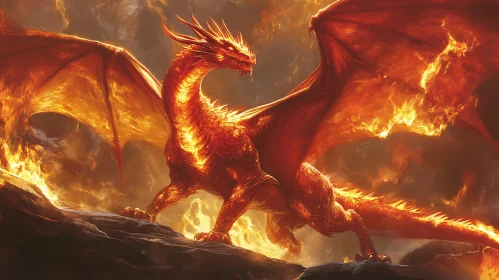 Red Dragon in Flames