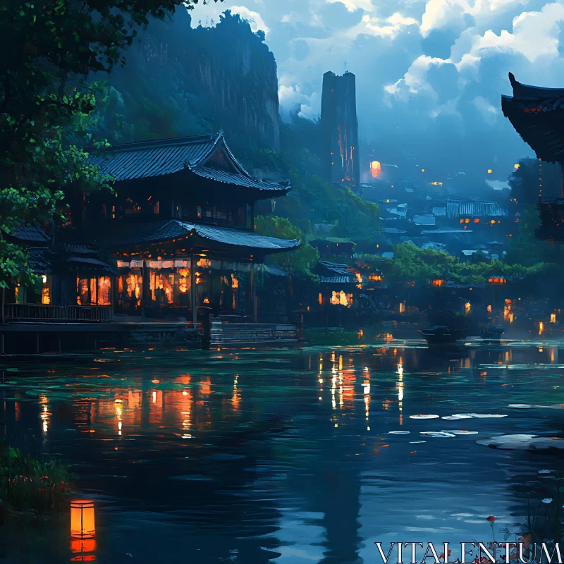 Calm Waters Asian City