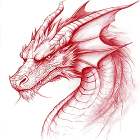 Dragon Head Sketch in Red