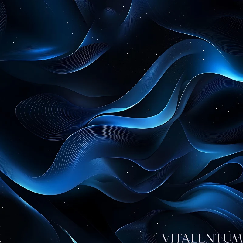 Flowing Blue Lines Abstract Art