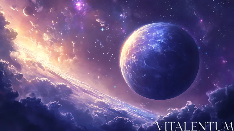 Celestial Sphere Amidst Nebula Clouds