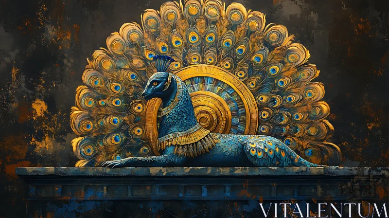 Mythical Peacock Sphinx Fine Art AI Image