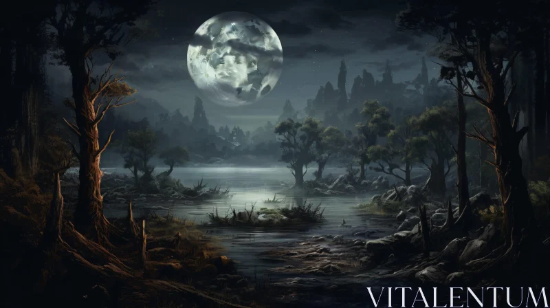 Ethereal Moonlight Over Still Waters