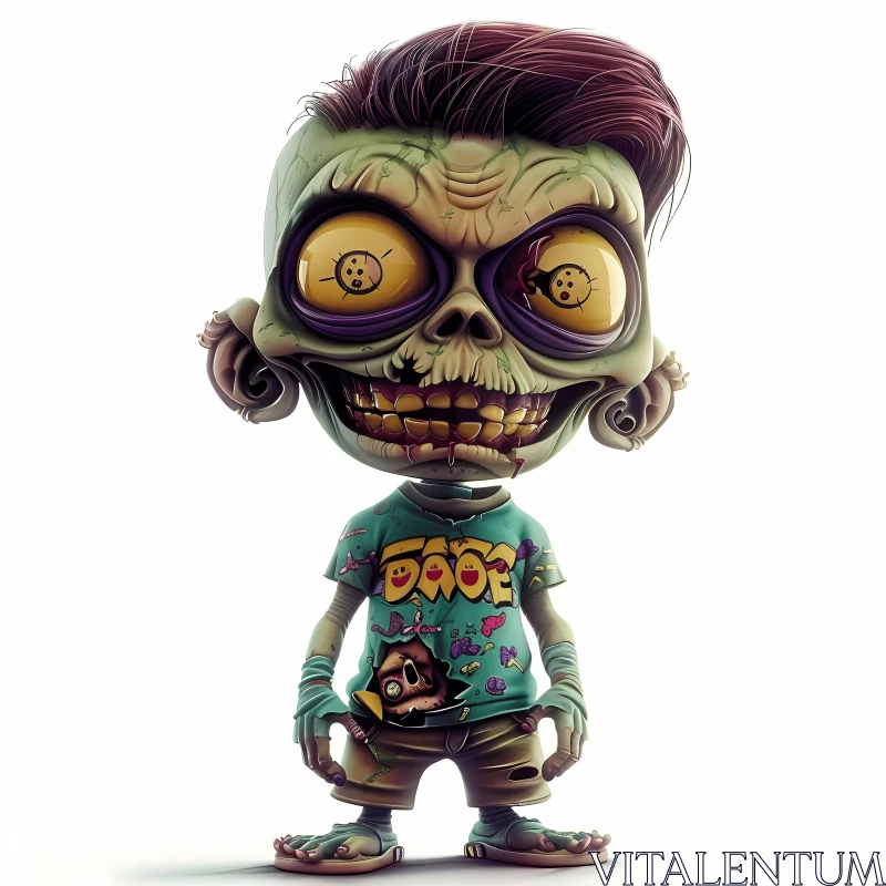 AI ART 3D Rendered Cartoon Zombie Boy Image